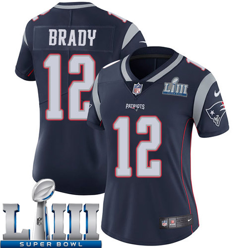 Women New England Patriots #12 Brady blue Nike Vapor Untouchable Limited 2019 Super Bowl LIII NFL Jerseys->new england patriots->NFL Jersey